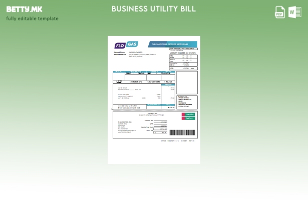 Модерен стил Образец за деловна сметка за комунални услуги за природен гас Floga